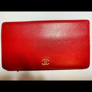 CHANEL LONG WALLET RED EXCLNT CONDITION LIKE NEW